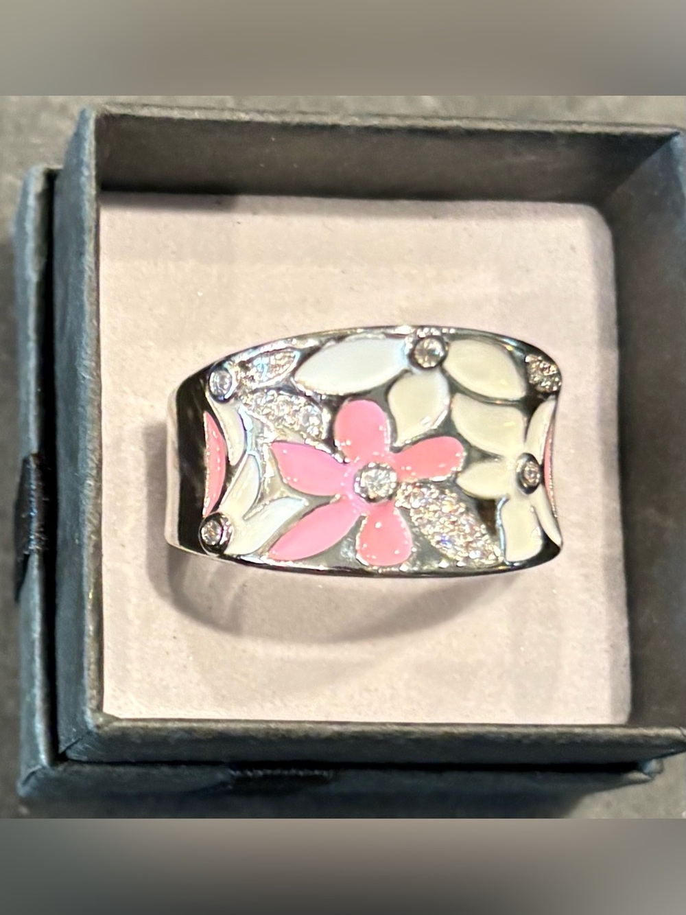 Unique Silver Enamel Statement Ring